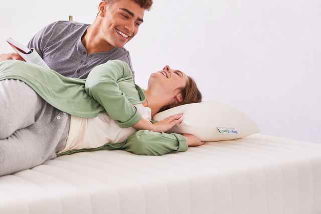 Couple Lay on Talalay Latex Pillow 
